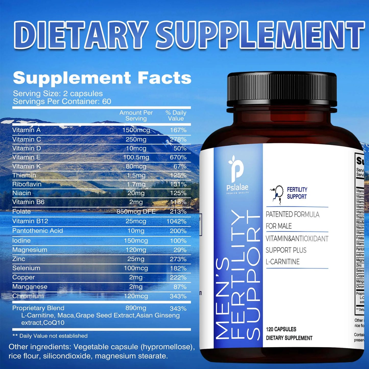 Men's Fertility Support - Supports Male Reproductive Health, Enhances Strength, Performance, Energy and Endurance - 120 Capsules