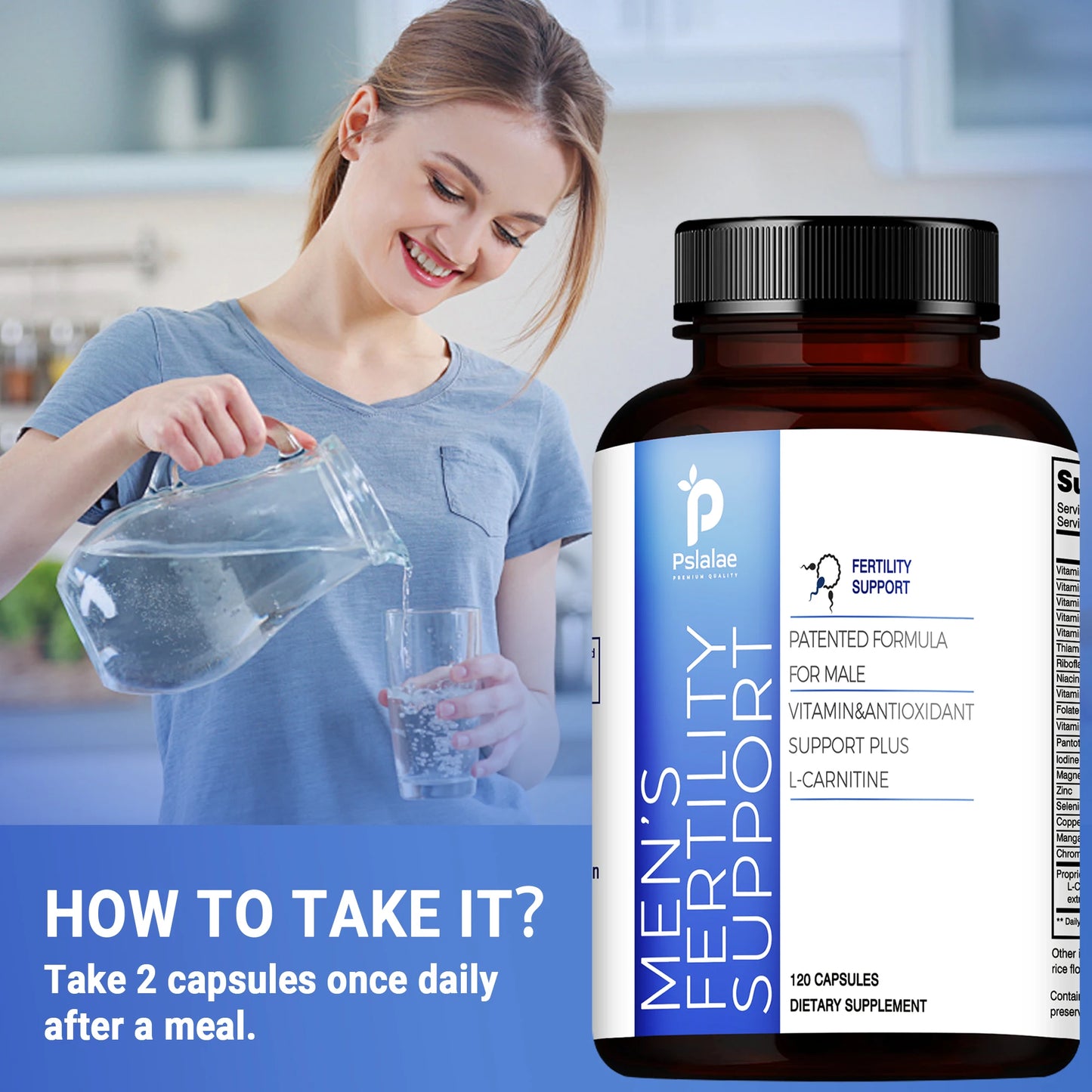 Men's Fertility Support - Supports Male Reproductive Health, Enhances Strength, Performance, Energy and Endurance - 120 Capsules