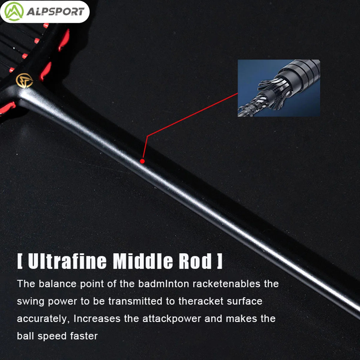 Alpsport MH-V5 5U 75g Wave Legal Original Max 38lbs 100%Full Carbon Fiber Torsion Frame Badminton Racket Novice Professional