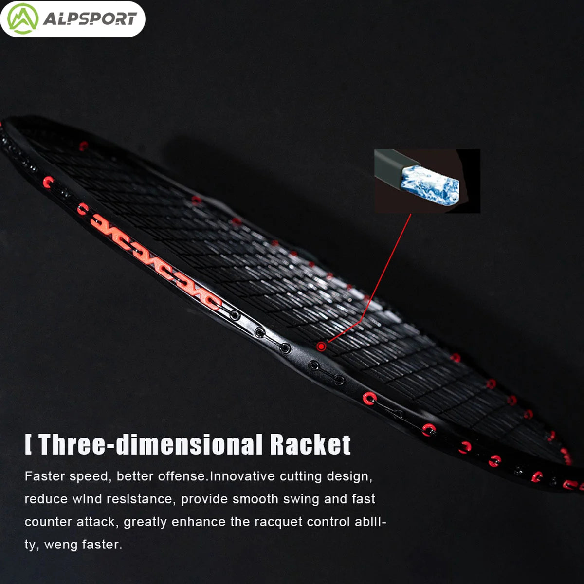 Alpsport MH-V5 5U 75g Wave Legal Original Max 38lbs 100%Full Carbon Fiber Torsion Frame Badminton Racket Novice Professional