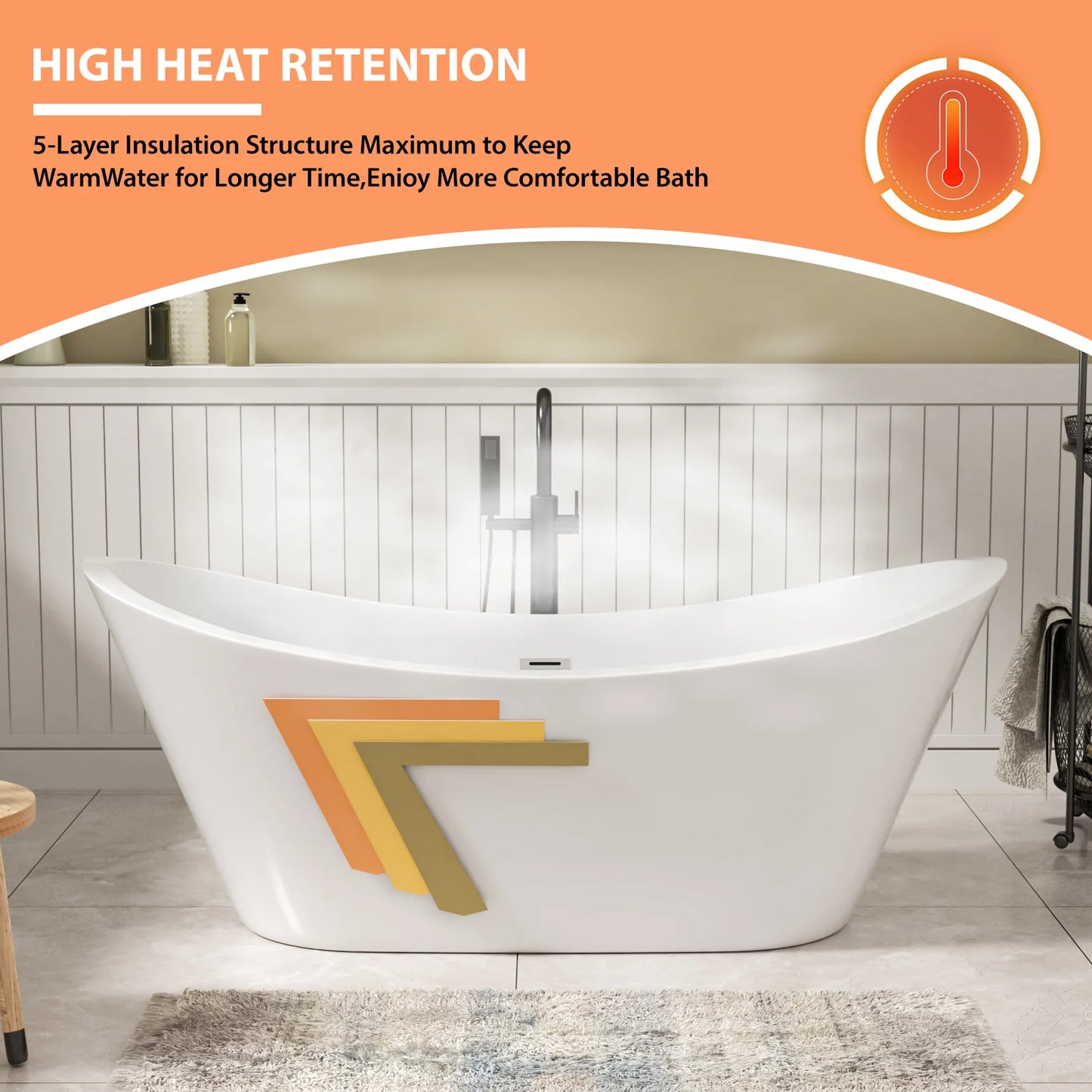 US Stock 67 Inch Glossy White Adult Acrylic Freestanding Bath Tub Deep Soaking Alone Solid Surface Design for Hotels Villas