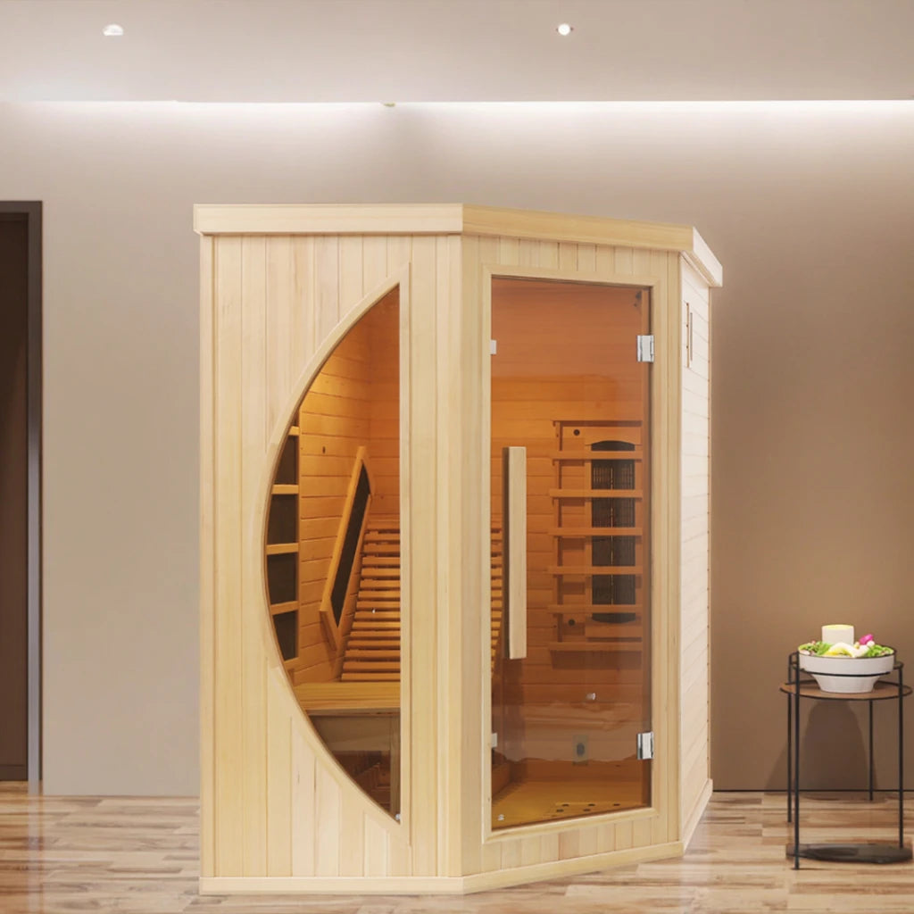 Zero Gravity Recliner Far Infrared Sauna | Ceramic Heated, Canadian Hemlock Wood | Home Wellness Spa