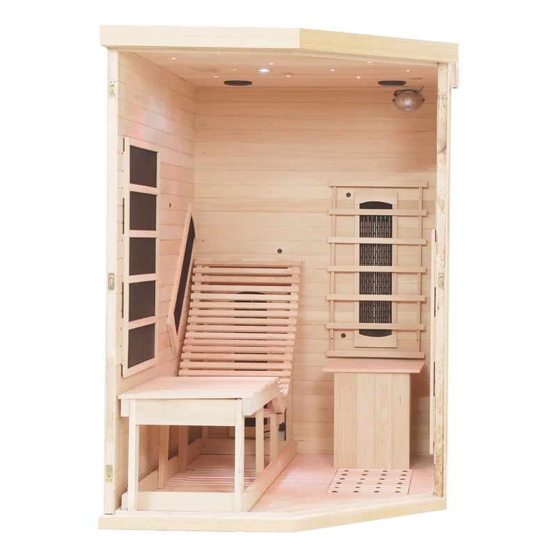 Zero Gravity Recliner Far Infrared Sauna | Ceramic Heated, Canadian Hemlock Wood | Home Wellness Spa