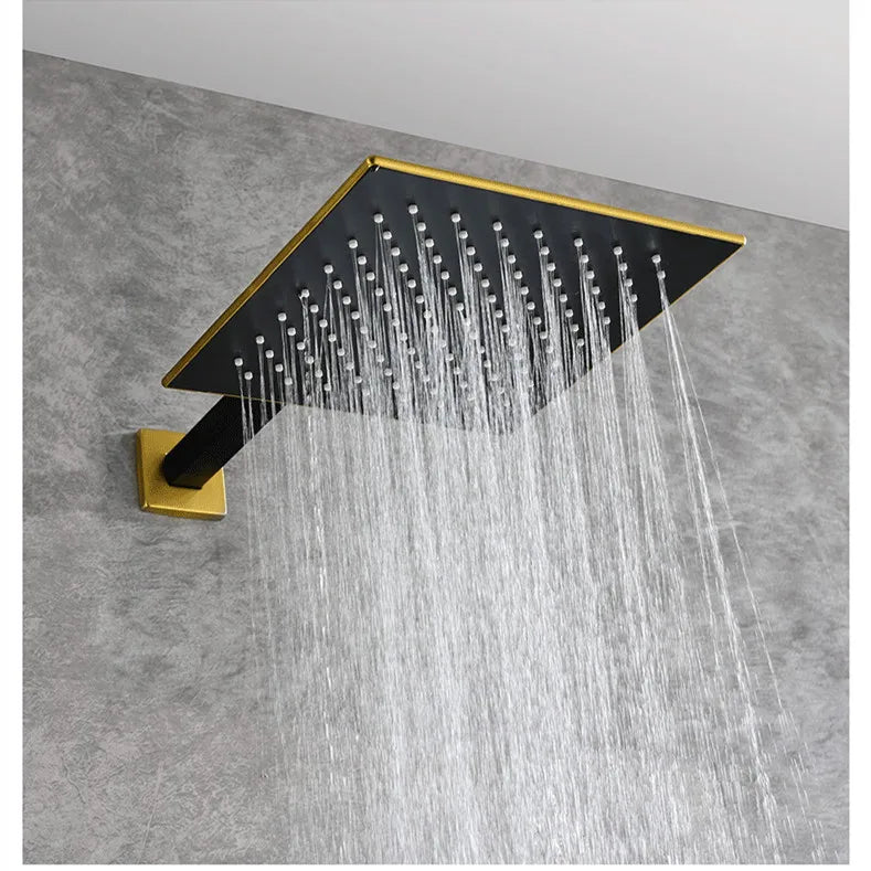 HONGDEC Matte Black 4 Function Bathroom Shower System Rainfall Shower Head Set Bathroom Shower Faucet