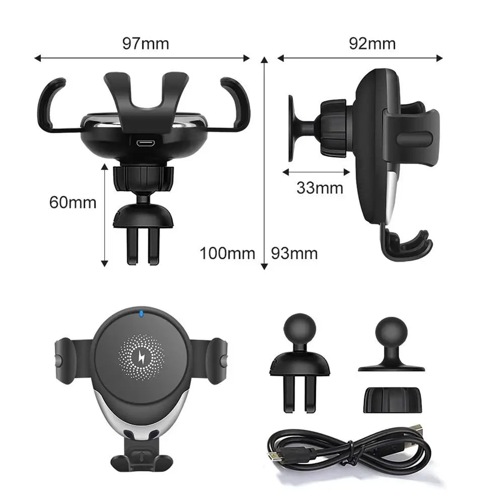 Car Mount Wireless Charger Mount 15W 10W Auto Gravity Car Mount Wireless Charger Qi Fast Charging Phone Holder For Phone