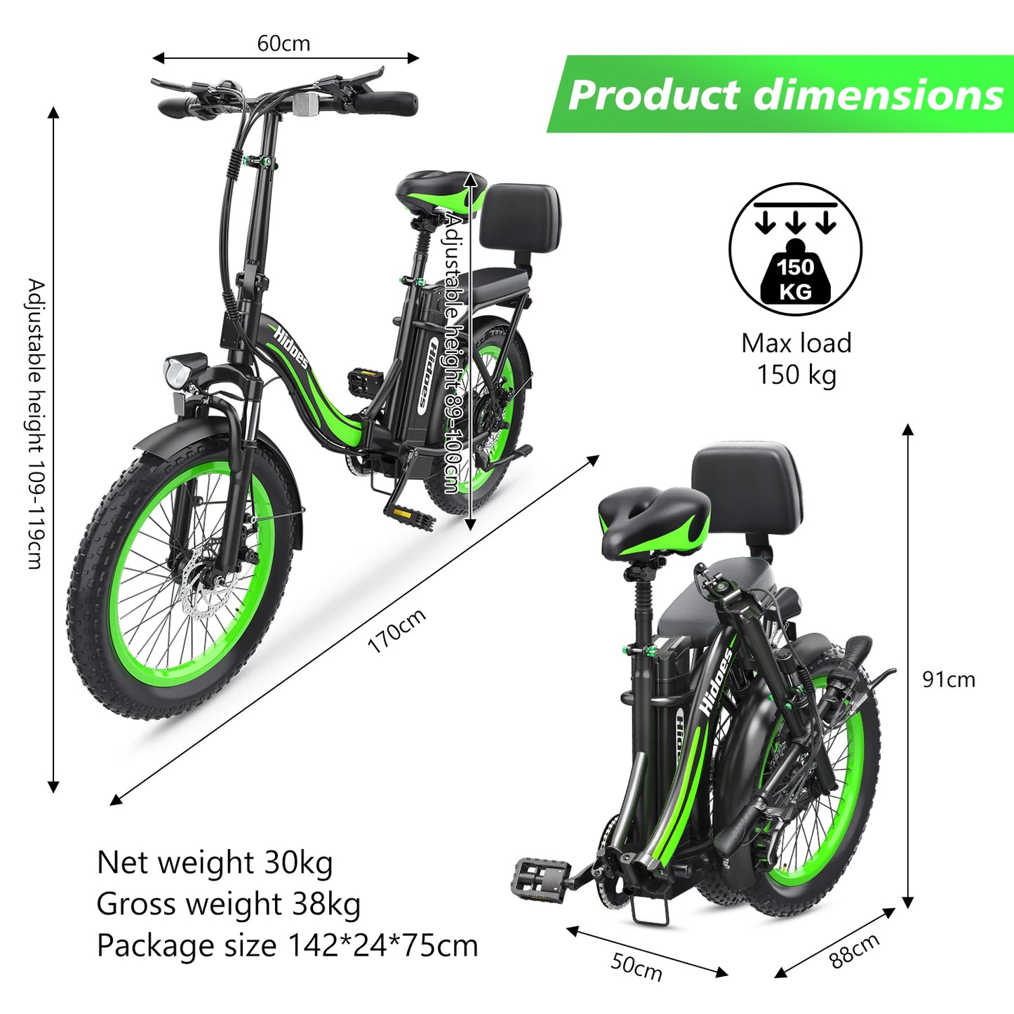 Factory Hot Sale Electric Bicycle Hidoes HD-C1 750W 48V 20nch LCD Display Electric City Bike Steel Frame Electric Folding Bike