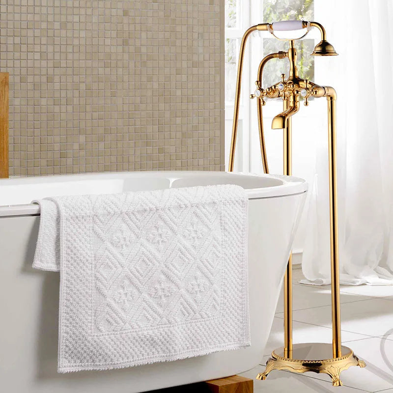 Antique Gold Bathroom Bathtub Faucet Mixer Shower OEM Brass Floor Freestanding Bath Tap