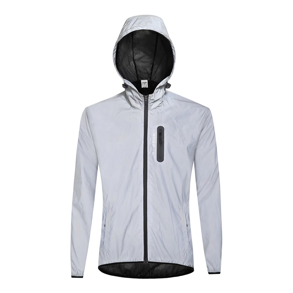 WOSAWE Ultralight Reflective Men Cycling Jacket Waterproof Riding Running Windbreaker Mix Of Fluorescent Coloured Silver Panels