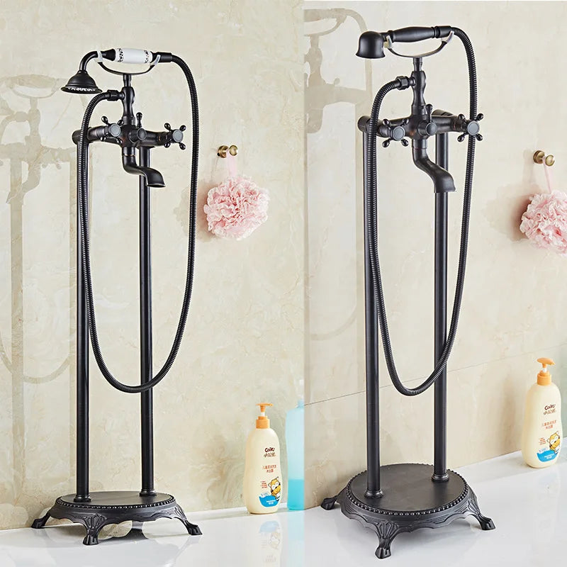 Antique Gold Bathroom Bathtub Faucet Mixer Shower OEM Brass Floor Freestanding Bath Tap