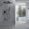 HONGDEC Matte Black 4 Function Bathroom Shower System Rainfall Shower Head Set Bathroom Shower Faucet