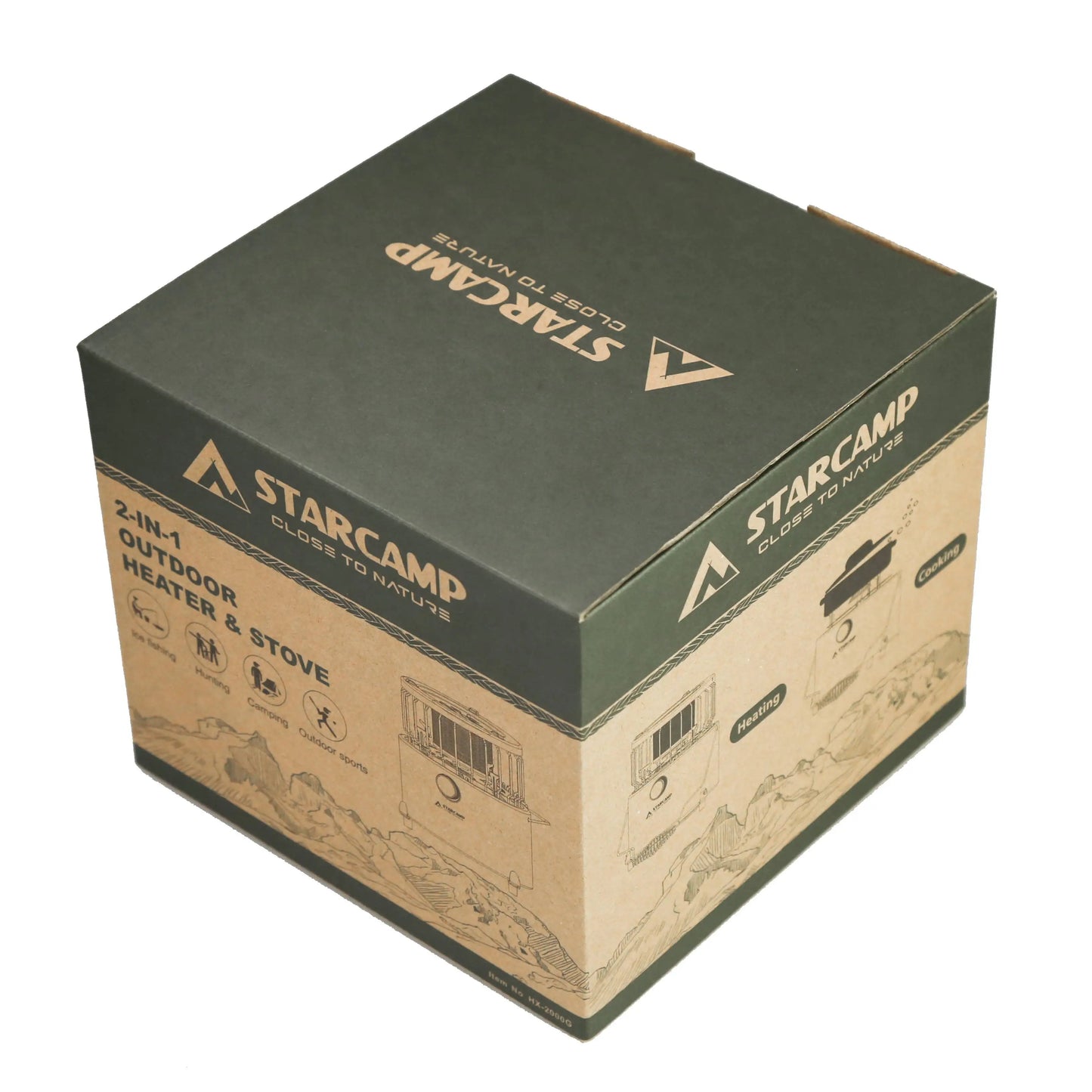 STARCAMP 2000W Portable Outdoor Camping Steel Gas Heater and Stove 2-in-1 Manual Split Structure