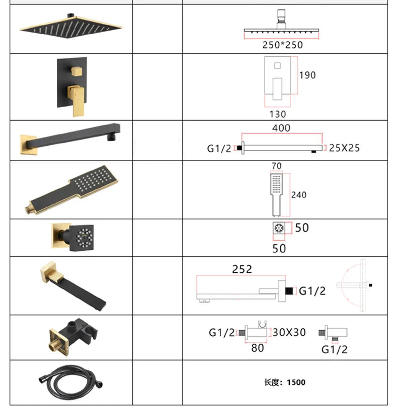 HONGDEC Matte Black 4 Function Bathroom Shower System Rainfall Shower Head Set Bathroom Shower Faucet