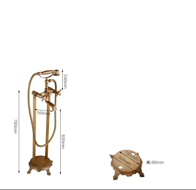 Antique Gold Bathroom Bathtub Faucet Mixer Shower OEM Brass Floor Freestanding Bath Tap