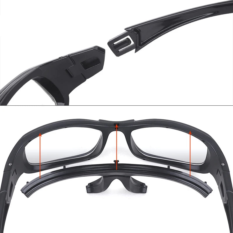 Sport Glasses Basketball Goggles Soccer Football Eye Glasses Anti-collision Protector Eyewear for Cycling Running Myopia Frame