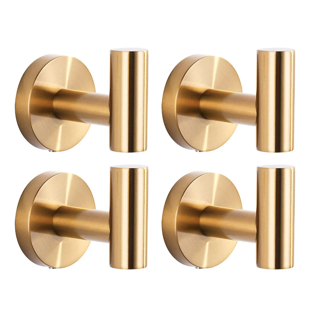 Modern Hotel Style Rust Proof Stainless Steel Hanging Wall Hooks,Wall Mounted Robe Hook Jacket Hook,Luxury Gold Bathrobe Hooks