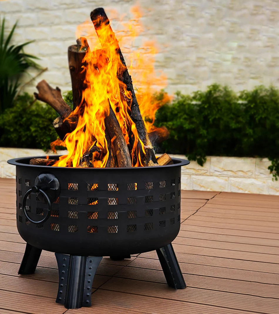 Multi-function Bonfire Basin Winter Heating Outdoor Courtyard Charcoal Fire Pit Garden Household Barbecue Rack