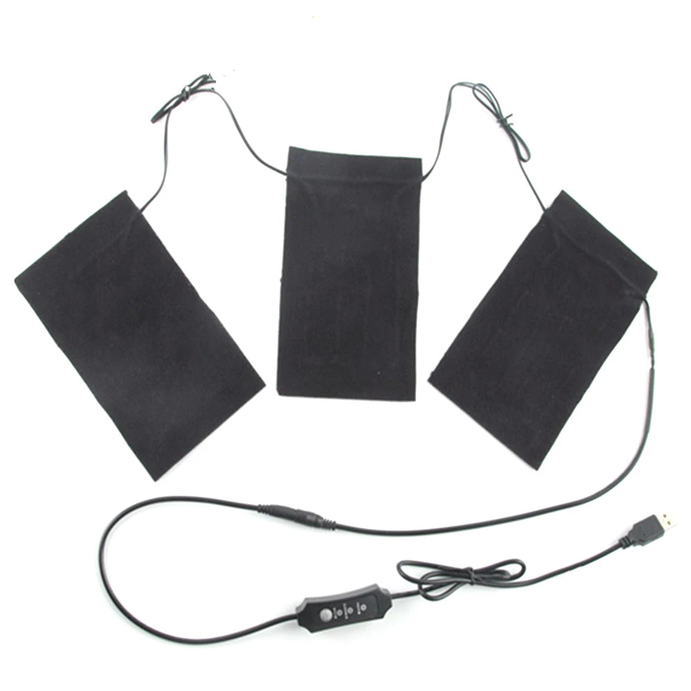 USB Electric Heated Jacket Heating Pad Outdoor Themal Warm Winter Heating Vest Pads For DIY Heated Clothing 1 Set Method