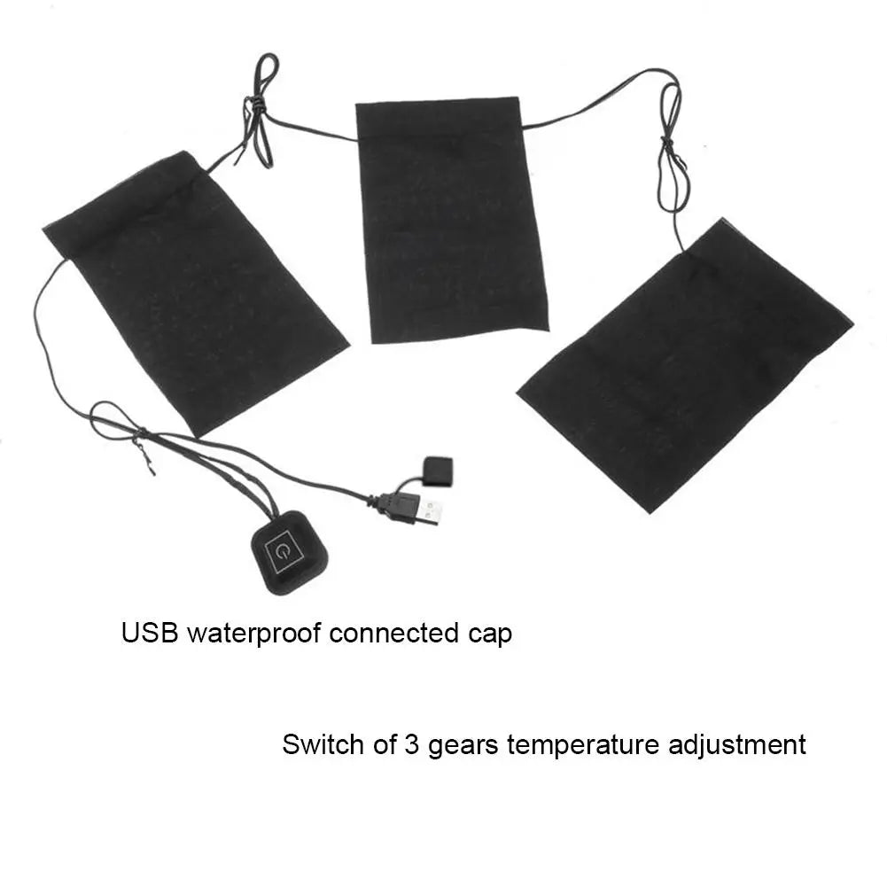 USB Electric Heated Jacket Heating Pad Outdoor Themal Warm Winter Heating Vest Pads For DIY Heated Clothing 1 Set Method