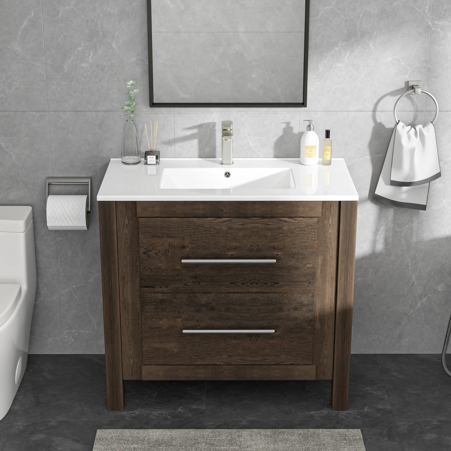 High Quality 36-Inch Ceramic Above-Counter Cabinet Basin Wash Sink Edge Thin Edge Vanity Easy Clean Rectangle Shape