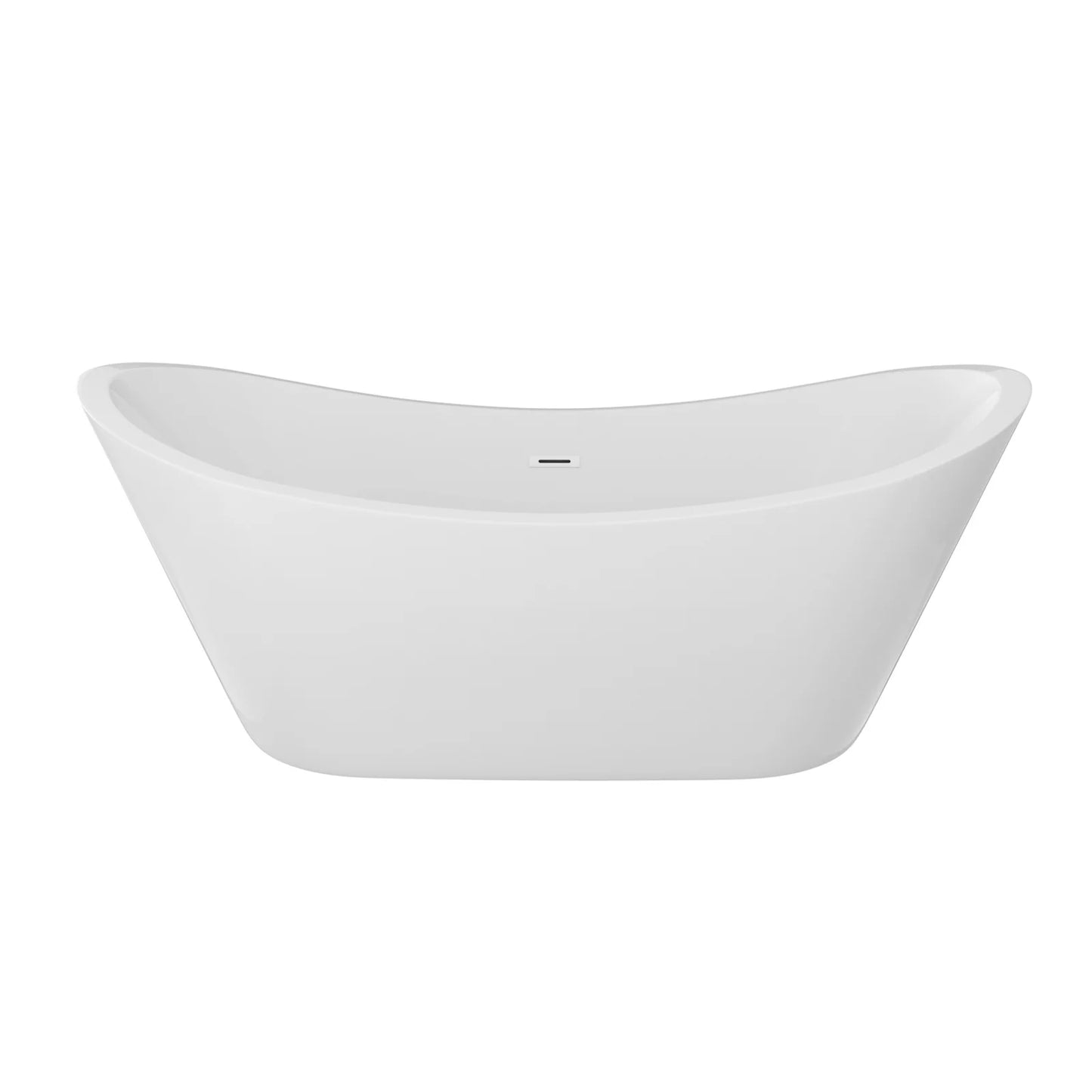 US Stock 67 Inch Glossy White Adult Acrylic Freestanding Bath Tub Deep Soaking Alone Solid Surface Design for Hotels Villas