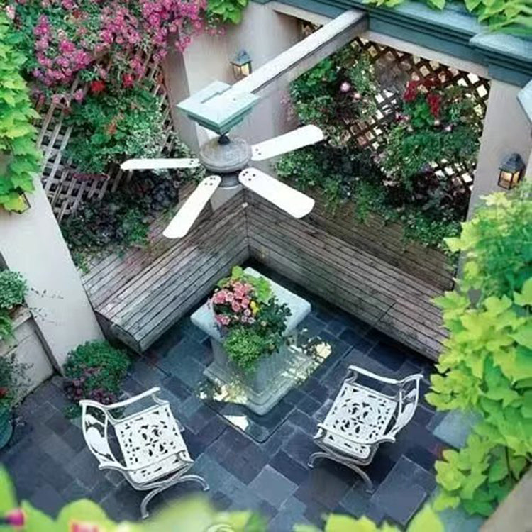 Outdoor Rainproof Ceiling Fan Lights Balcony Garden House Pavilion Waterproof and Sun Protection American Ceiling Fan, with Light Mute Fan Lamp