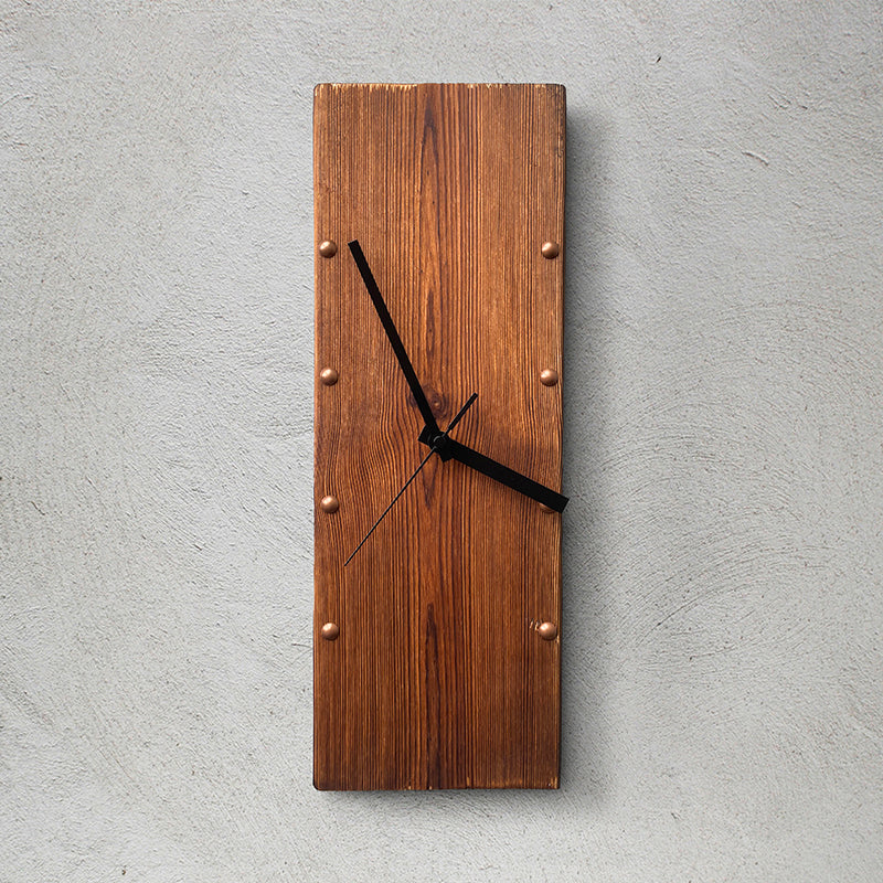 Retro Solid Wood Rectangular Wall Clock American Style Nostalgic Decorative Clock Minimalist Art Mute Clock Living Room Punch-Free