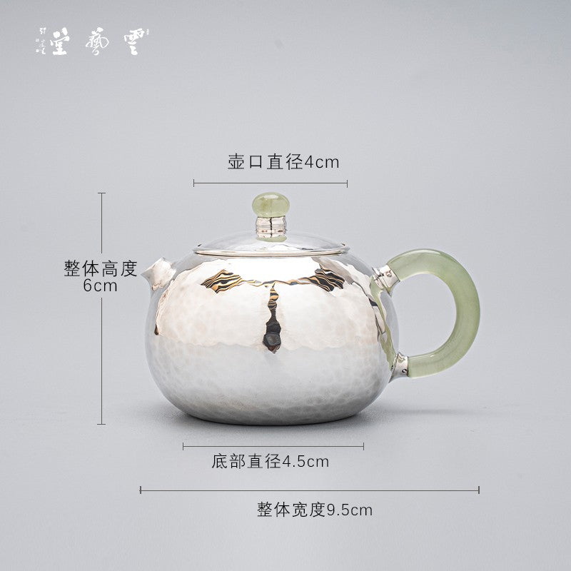 Yunyitang Pure Silver 999 Teapot Handmade Tea Set Furong Xishi For Home Small Silver Teapot