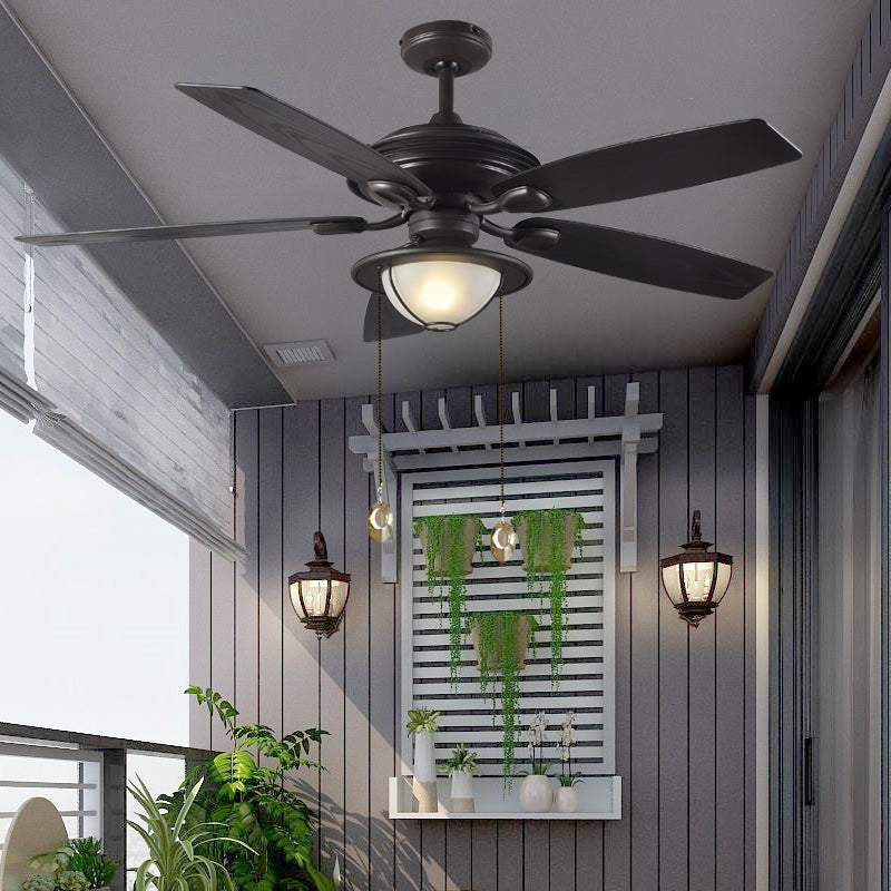 Outdoor Rainproof Ceiling Fan Lights Balcony Garden House Pavilion Waterproof and Sun Protection American Ceiling Fan, with Light Mute Fan Lamp