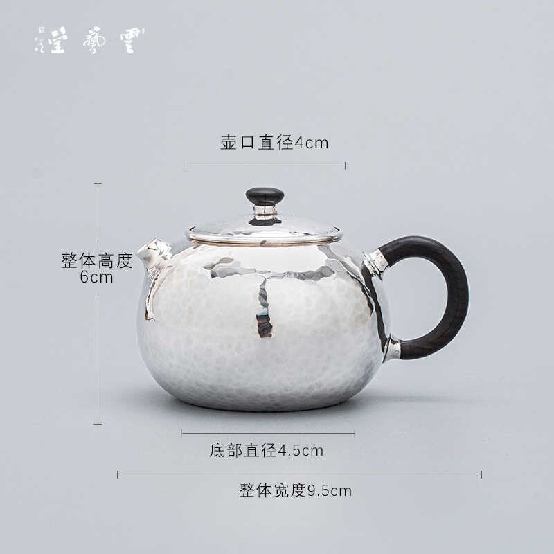Yunyitang Pure Silver 999 Teapot Handmade Tea Set Furong Xishi For Home Small Silver Teapot