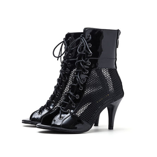 Mesh Breathable Apricot Sandal Boots Dancing Jazz Dance Special High Heels Heels Dance Shoe Peep Toe Shoes Sandals Women's Summer