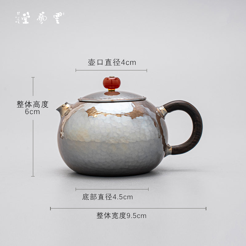 Yunyitang Pure Silver 999 Teapot Handmade Tea Set Furong Xishi For Home Small Silver Teapot