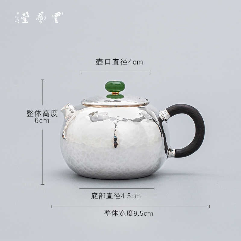 Yunyitang Pure Silver 999 Teapot Handmade Tea Set Furong Xishi For Home Small Silver Teapot