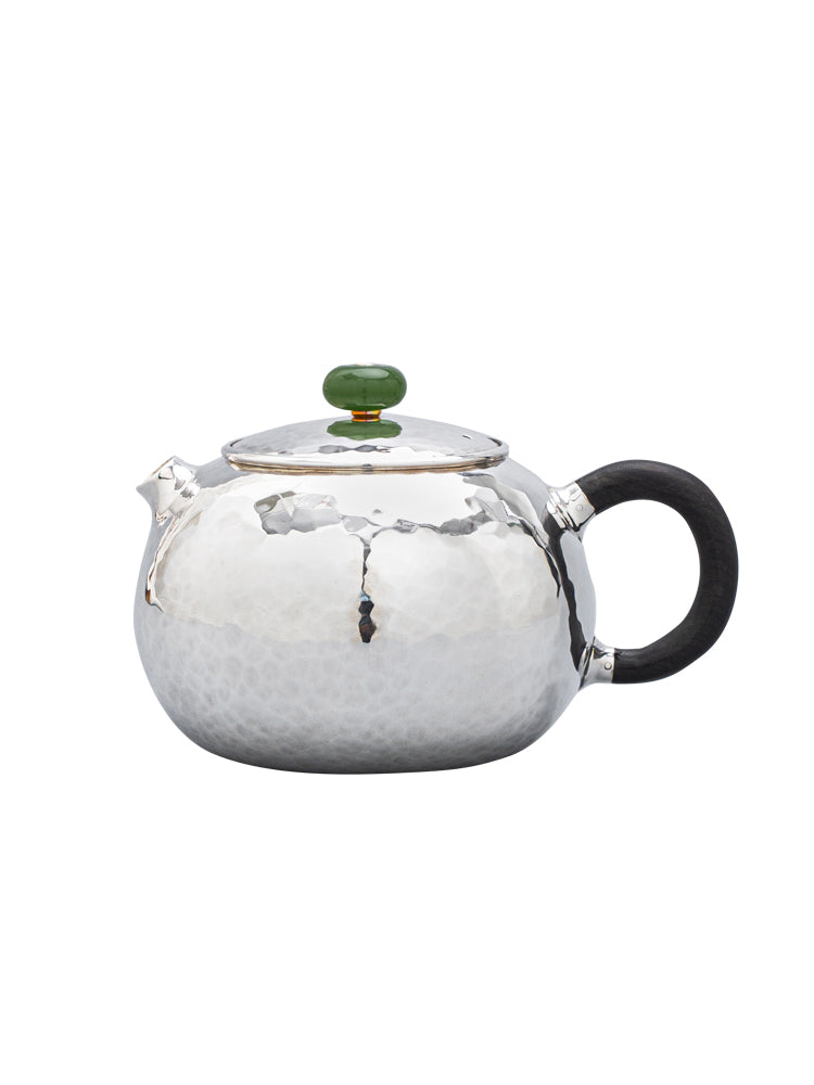 Yunyitang Pure Silver 999 Teapot Handmade Tea Set Furong Xishi For Home Small Silver Teapot