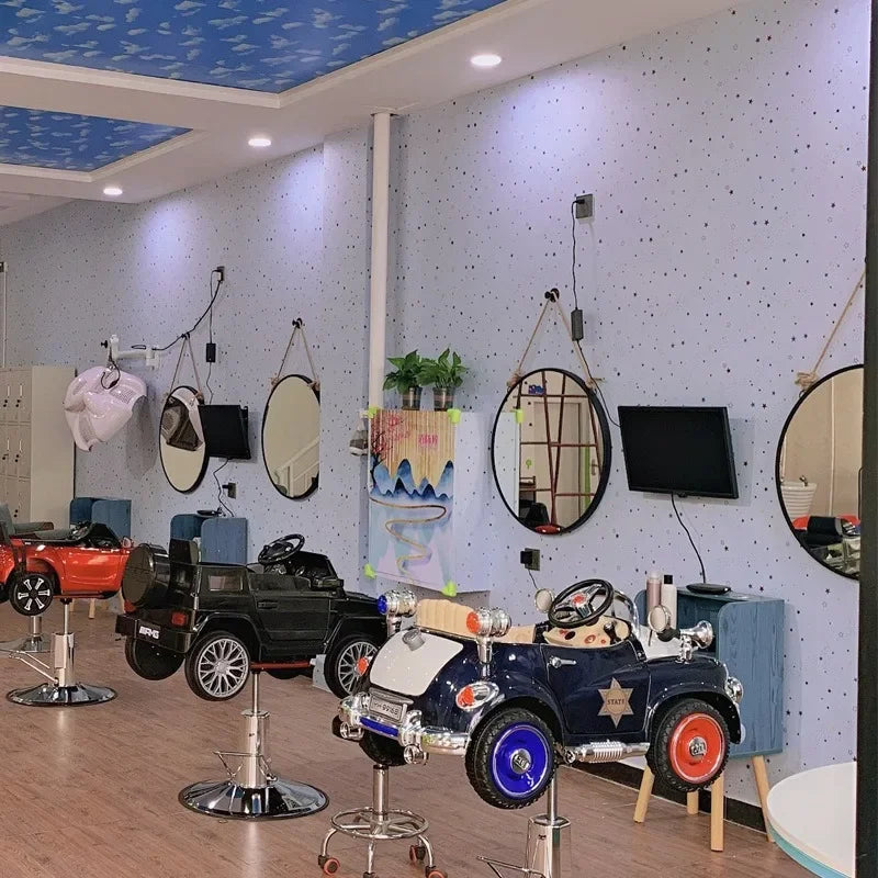 Barber shop children's hair cut seat, police car, child baby hair salon special cartoon electric car