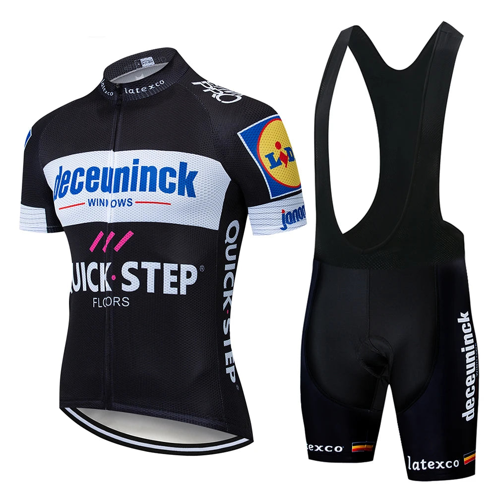 QUICK STEP Team Men's Cycling Jersey Set Summer Cycling Clothing Bike Clothes Uniform Maillot Ropa Ciclismo Hombre Bicycle Suit