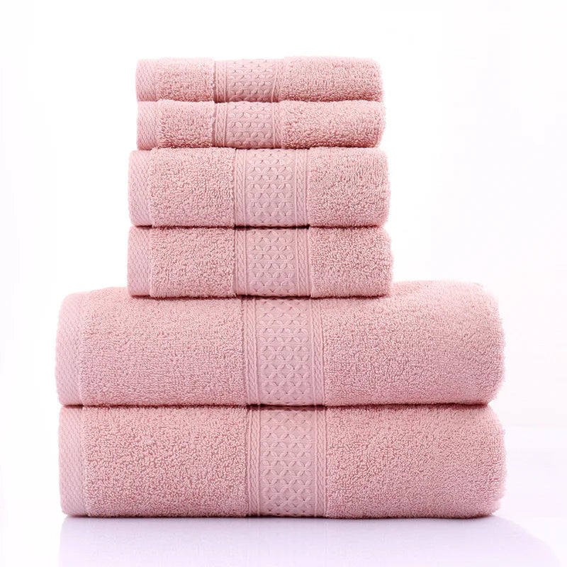 6PCS / 3PCS Cotton Towel Set Luxury Lace Embroidered Bath Towel Face Towel Hand Towel Washcloths Quick Dry Terry Towels 17Colors