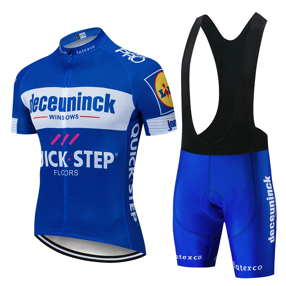 QUICK STEP Team Men's Cycling Jersey Set Summer Cycling Clothing Bike Clothes Uniform Maillot Ropa Ciclismo Hombre Bicycle Suit