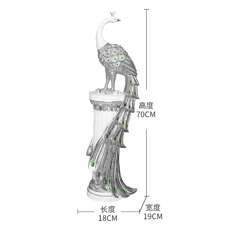 Nordic Room Decor Large Peacock Sculpture Ornament Living Room TV Cabinet Artwork Statue Crafts Gift Home Decoration Accessories