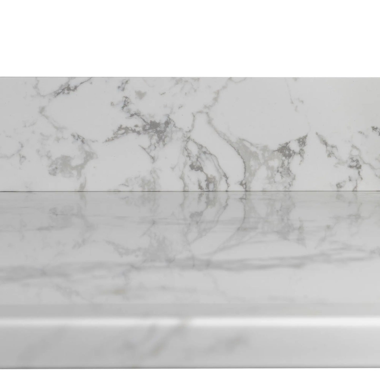 Carrara White Marble Color 43''x22" Bathroom Vanity Top Single Faucet Hole Undermount Ceramic Sink Back Splash-Engineered Stone