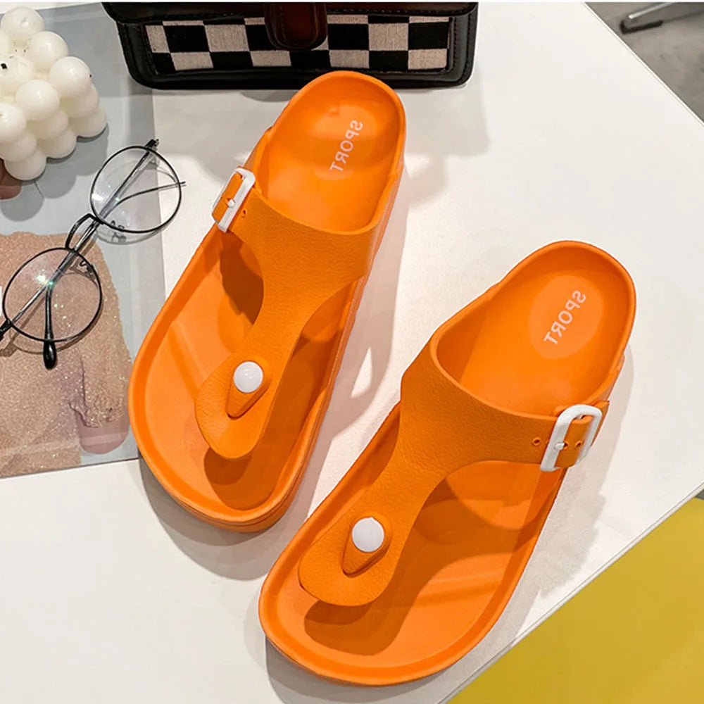 Bebealy Summer Flip-flops Women Platform Sandals Comfortable Thick-Soled Slippers Breathable And Slip-Resistant Sandals Women