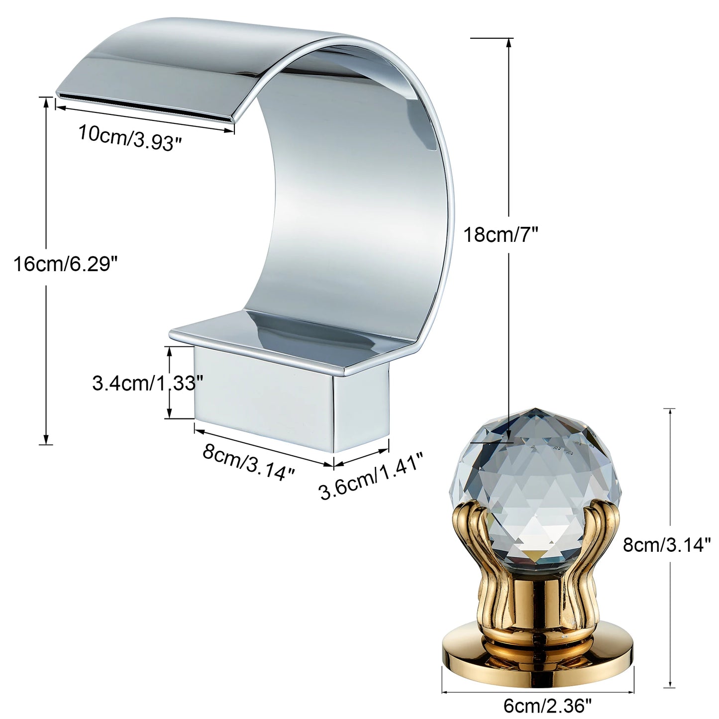 Uythner Bathroom Basin Crystal Faucet Bathtub Mixer Basin Sink Tap Wide Spout Waterfall Bath Hot And Cold Water Mixer Crane