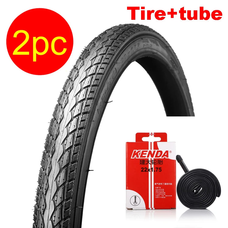 KENDA Folding bicycle tire 22x1.75 MTB BMX road mountain bike tires 600g cycling tyres 22er 22x1.75 Schrader inner tube