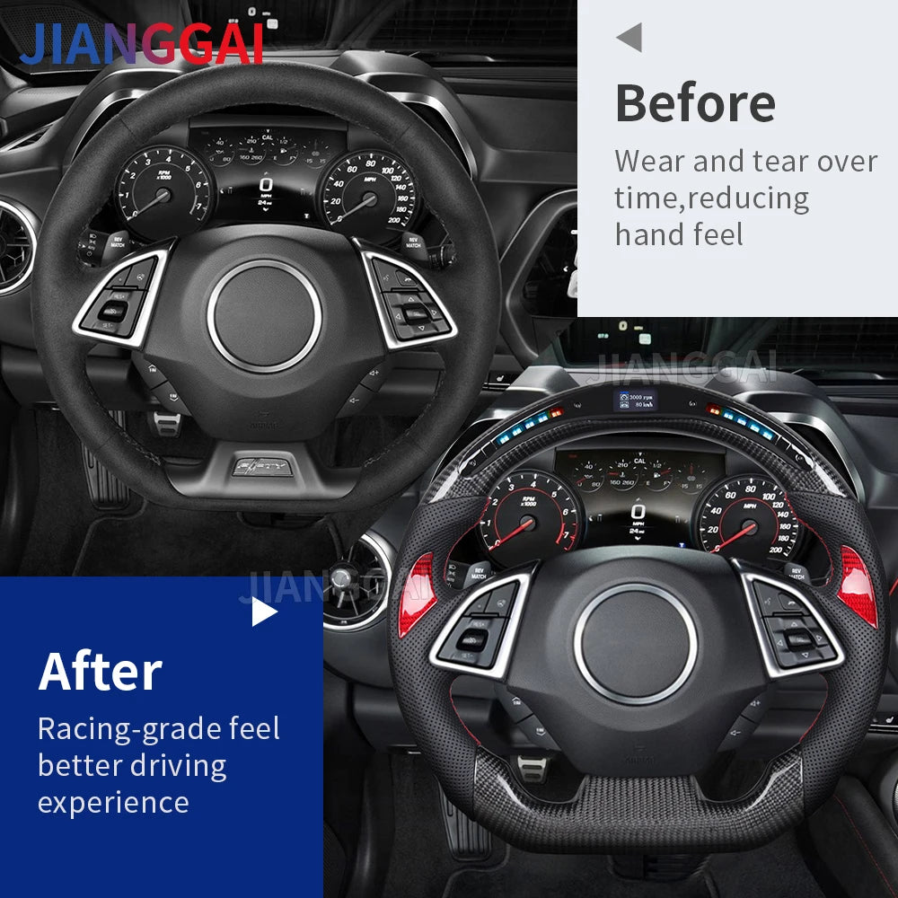 LED Carbon Fiber Car Racing Steering Wheel For Chevrolet Camaro 2016-2023 Corvette C7 Chevy ss 2014-2019 Carbon Steering Wheel