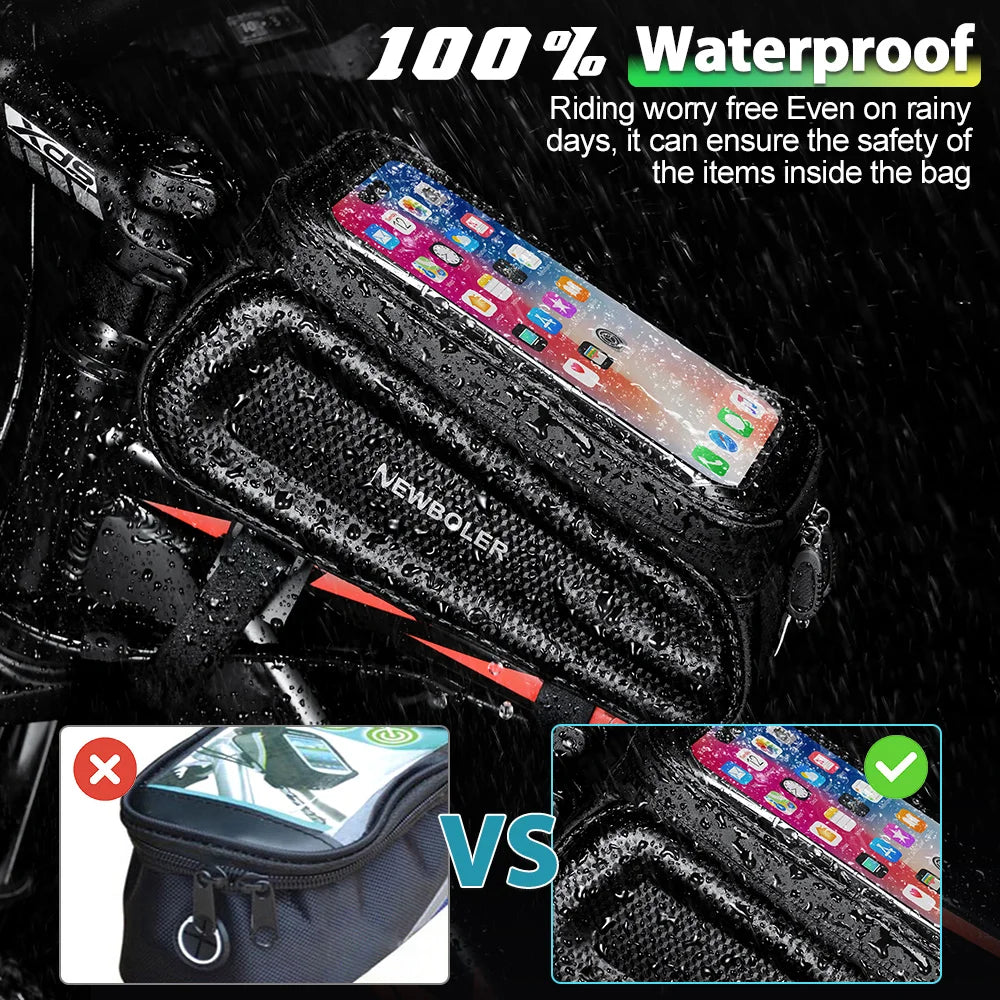 NEWBOLER Bike Bag 2L Frame Front Tube Cycling Bag Bicycle Waterproof Phone Case Holder 7.2Inches Touchscreen Bag Accessorie