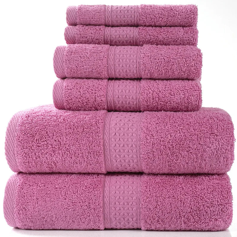 6PCS / 3PCS Cotton Towel Set Luxury Lace Embroidered Bath Towel Face Towel Hand Towel Washcloths Quick Dry Terry Towels 17Colors