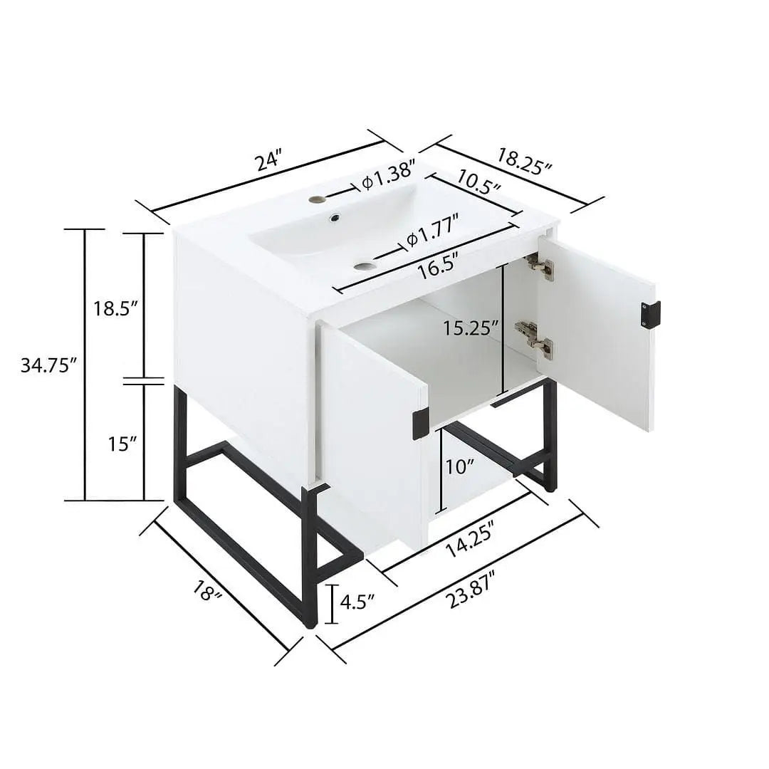 Manhattan Comfort Scarsdale 24\" White Bathroom Vanity Sink