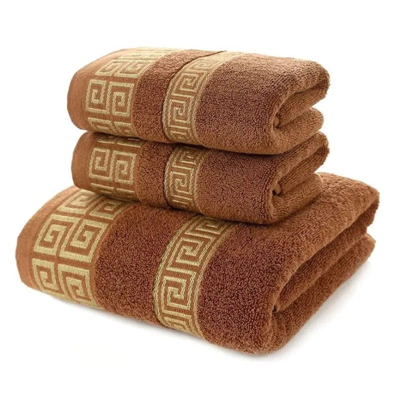 Set of 3 Cotton Bathroom Towels Sets 2pcs Hand Face Towel 35x75cm and 1pcs Big Bath Towels 70X140cm Washcloths Gift Towels 수건 세트