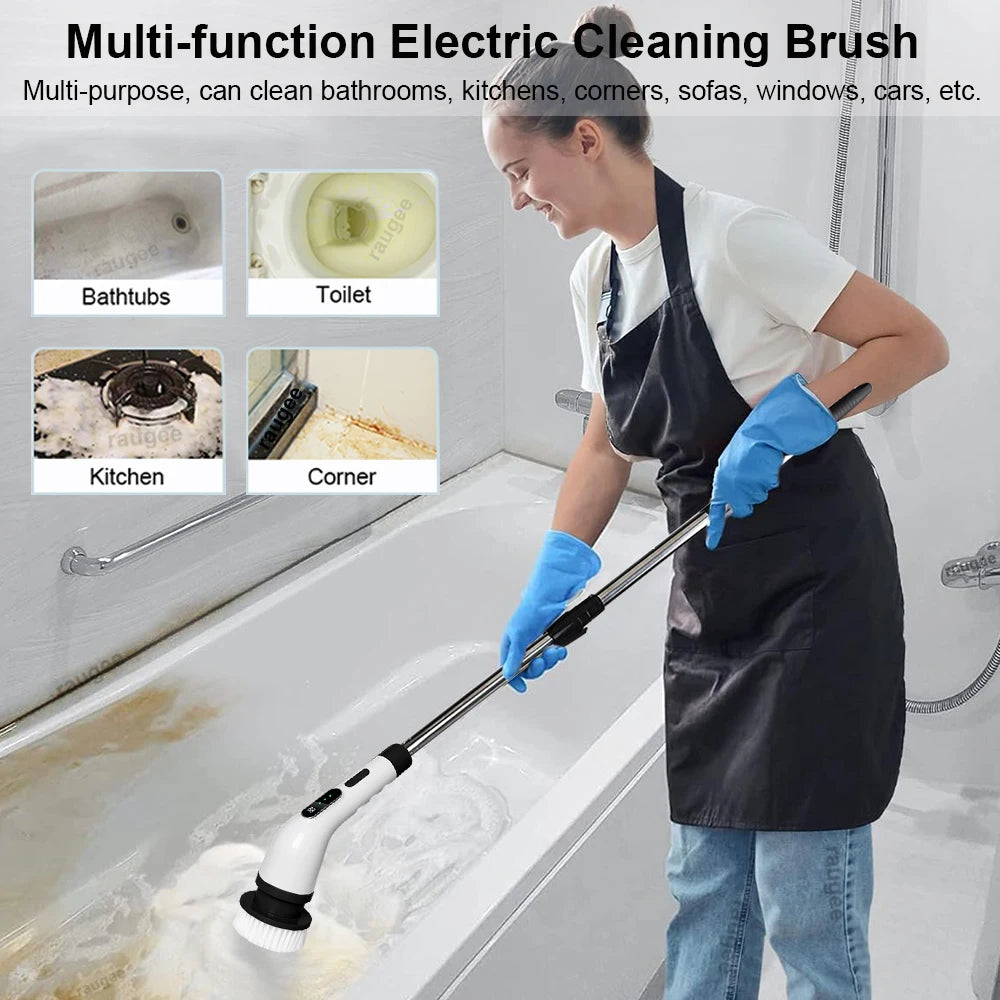 Electric Cleaning Brush 9 in 1 Multifunctional Wireless Handheld Household Kitchen Floor Bathroom Toilet 9 Heads Clean Scrubber