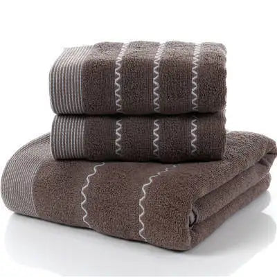 Set of 3 Cotton Bathroom Towels Sets 2pcs Hand Face Towel 35x75cm and 1pcs Big Bath Towels 70X140cm Washcloths Gift Towels 수건 세트