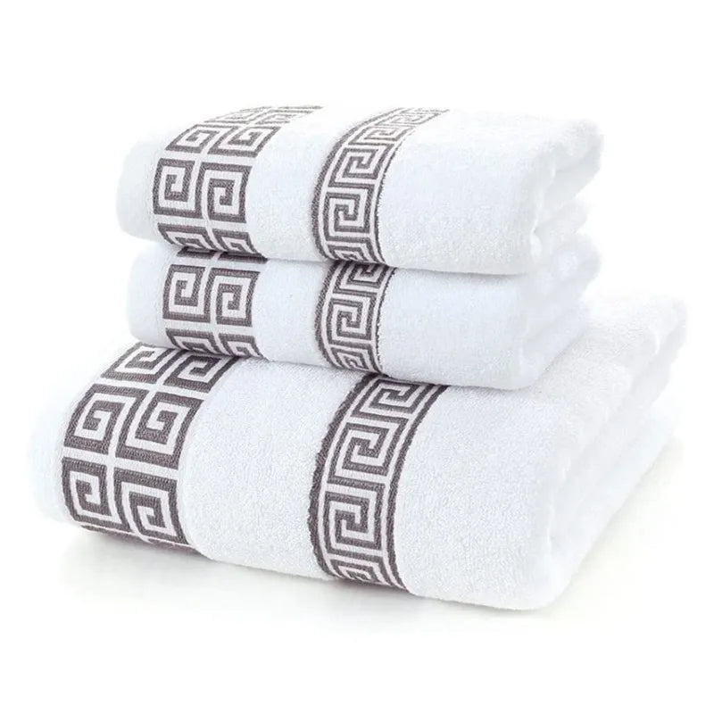 Set of 3 Cotton Bathroom Towels Sets 2pcs Hand Face Towel 35x75cm and 1pcs Big Bath Towels 70X140cm Washcloths Gift Towels 수건 세트